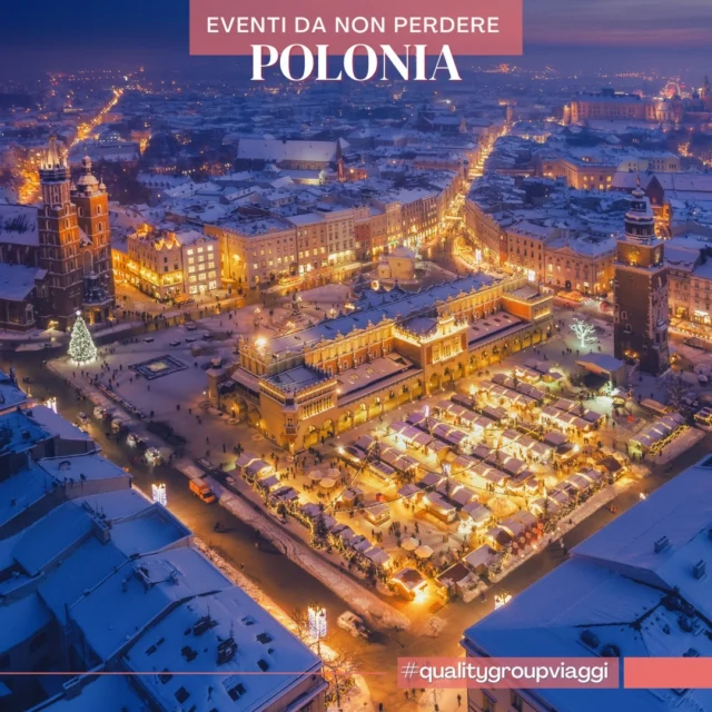 #Cracovia a Natale si trasforma in un palcoscenico di luci e tradizioni 🎄

🎁 Nella più grande piazza medievale d’Europa, Rynek Główny, si allestisce un caratteristico mercatino, pronto a tentarti con vin brulè alla cannella, formaggio affumicato "oscypek" grigliato, tipiche decorazioni in paglia e ceramiche dipinte a mano.

🌟 Ma sai qual è il vero tesoro delle festività? I presepi, Patrimonio UNESCO dal 2018. Un'arte che, dal XIX secolo, unisce artigianalità e identità locale. Realizzati rigorosamente a mano con legno e carta stagnola, si distinguono per la fusione tra scene della Natività e miniature dei monumenti cittadini.

📅 Ogni anno, dal 1927, il primo giovedì di dicembre si tiene il famoso concorso nella Piazza del Mercato, e le opere vincitrici vengono esposte al Museo Storico che custodisce la collezione di presepi più ricca del mondo.

✈️ Ogni viaggio in #Polonia racconta una storia diversa. Qual sarà la tua? Passa in Agenzia per trasformare le tue idee in un'indimenticabile esperienza su misura, a poche ore di volo dall'Italia.

#viaggioevento #prenotainagenzia #PoloniaTravel #qualitygroupviaggi #mercatinidinatale #travelinspiration #beautifulplacetogo #viaggisumisura #travelstories #travelineurope